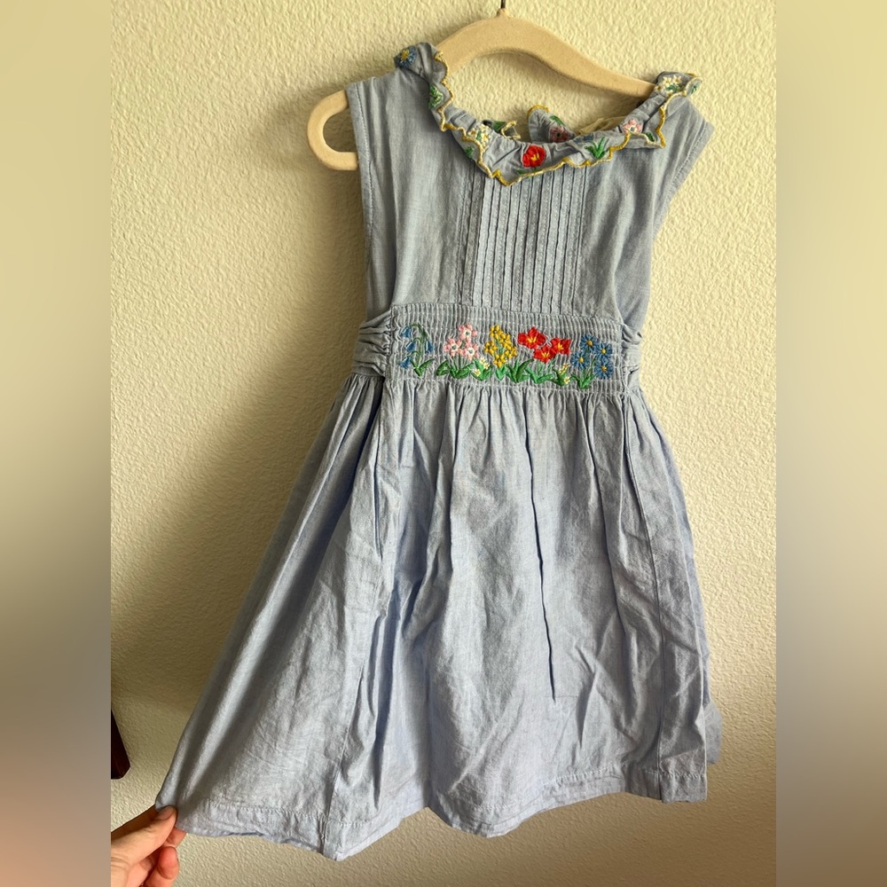 Mini Boden Embroidered Pintuck Dress